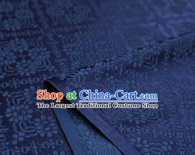 Deep Blue China Classical Diamond Pattern Material Traditional Song Dynasty Design Brocade Fabric Hanfu Cloth