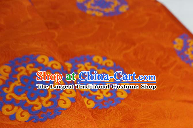 Orange China Tibetan Costume Cloth Classical Lucky Ball Pattern Material Traditional Design Brocade Fabric