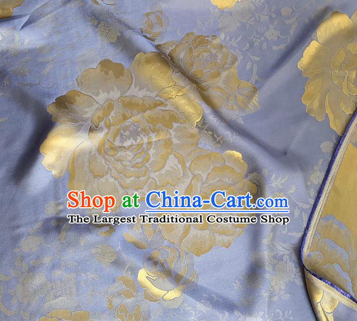 Golden China Traditional Peony Design Cheongsam Cloth Mulberry Silk Material Jacquard Satin Fabric