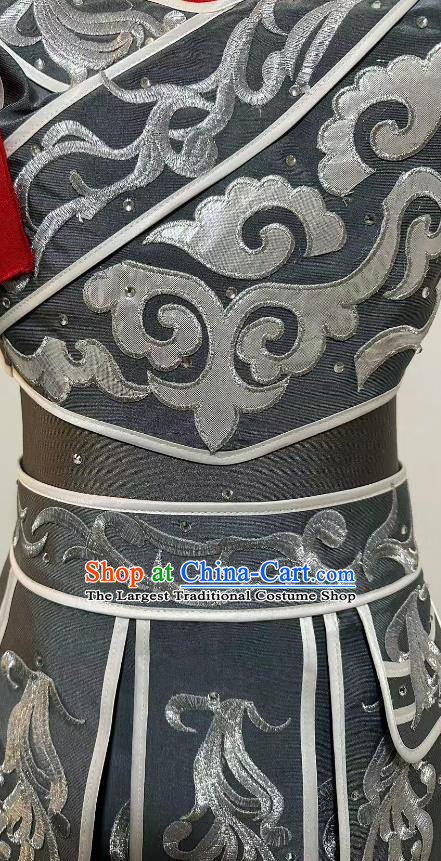 China Children Group Dance Outfit Ancient Female Warrior Hua Mu Lan Clothing Top Stage Performance Costume