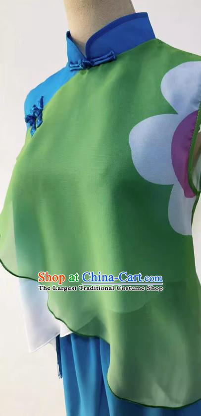 China Yangko Dance Green Outfit Professional Folk Dancing Clothing Children Stage Performance Costume
