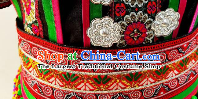 Professional Stage Performance Costume China Yi Nationality Dance Black Outfit Ethnic Children Folk Dance Clothing