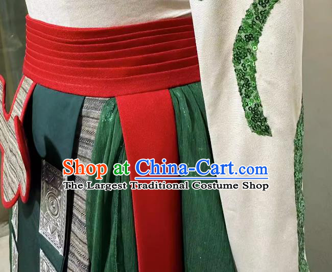 China Woman Solo Dancing Clothing Professional Yi Nationality Stage Performance Costume Classical Dance Green Dress