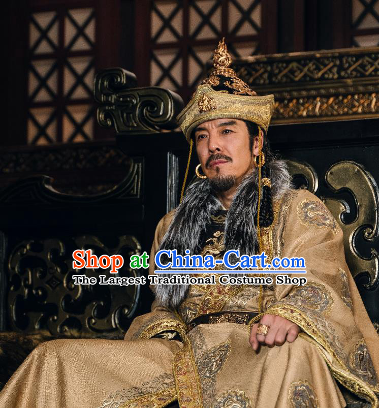 China Ancient Ethnic King Clothing Hero Garment Costumes Mystery TV Series Young Blood Yuan Hao Attire