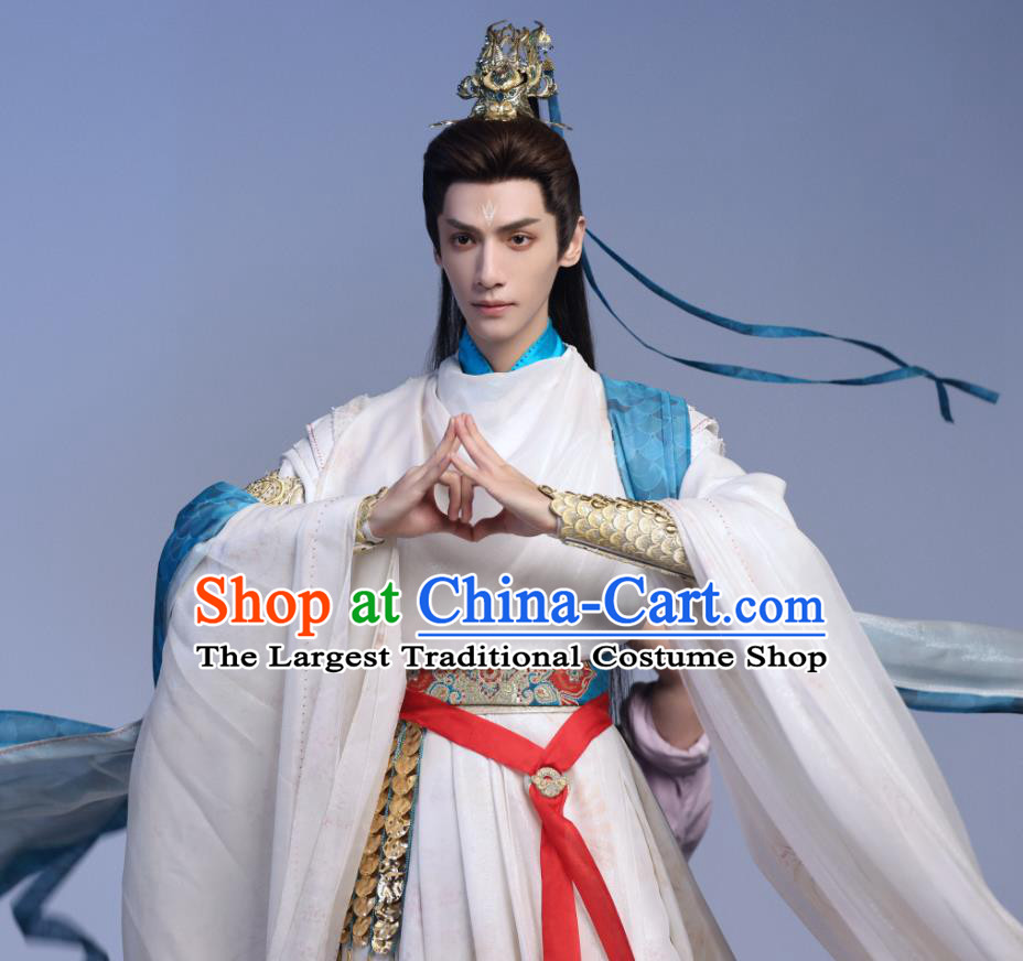 China Fantastic TV Series Till The End of The Moon Tantai Jin Clothing Ancient Demon Lord White Garment Costumes