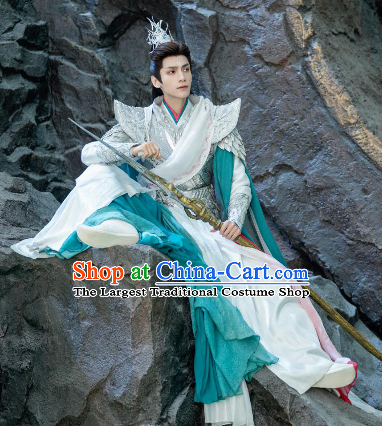 Xianxia Drama Till The End of The Moon Demon Lord Tantai Jin Silver Armor China Ancient General Garment Costumes