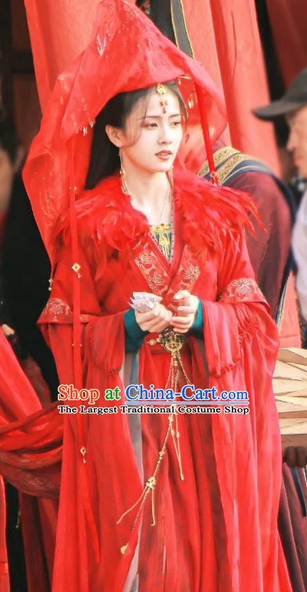China Ancient Princess Wedding Costumes Xianxia Drama Till The End of The Moon Goddess Ye Xiwu Red Dress