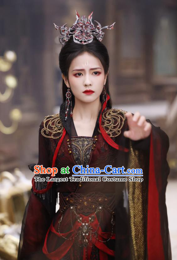 China Xianxia Drama Ancient Swordswoman Dark Red Costumes Till The End of The Moon Princess Li Susu Dresses