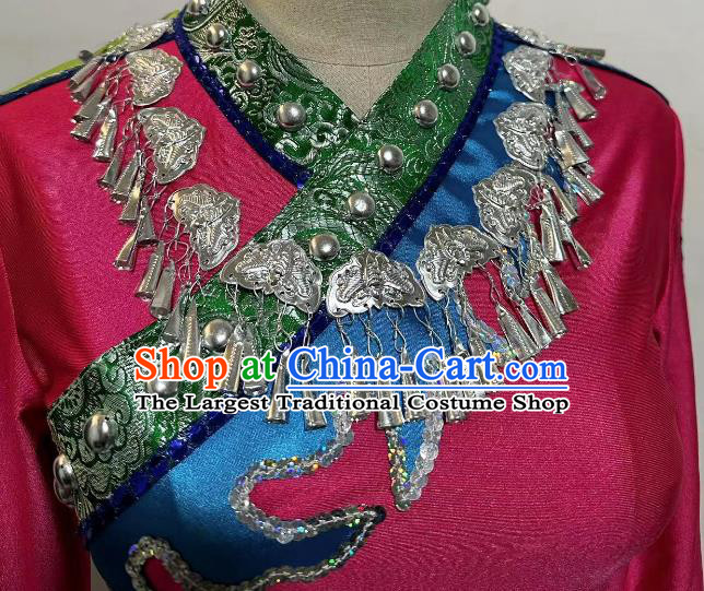China Miao Nationality Folk Dance Pink Dress Woman Solo Stage Performance Costume Hmong Ethnic Dance Clothing
