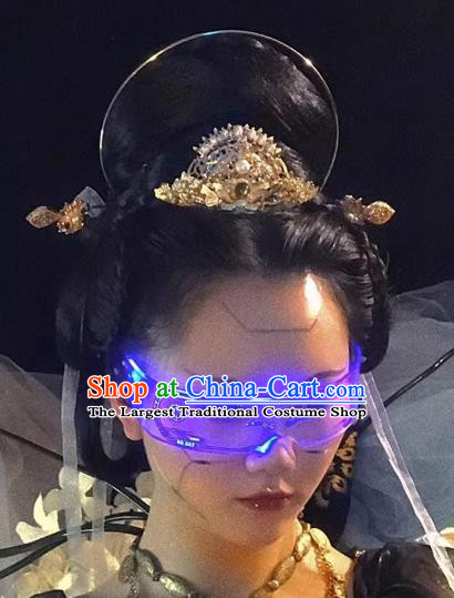Handmade Tang Dynasty Headpiece Hanfu Hair Jewelry China Ancient Empress Golden Hair Comb