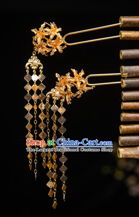 China Ancient Empress Headdress Handmade Tang Dynasty Queen Hairpins Headpieces Hanfu Hair Jewelries