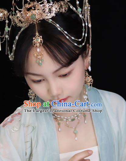 China Handmade Tang Dynasty Beads Necklace Hanfu Jewelry Ancient Young Woman Necklet
