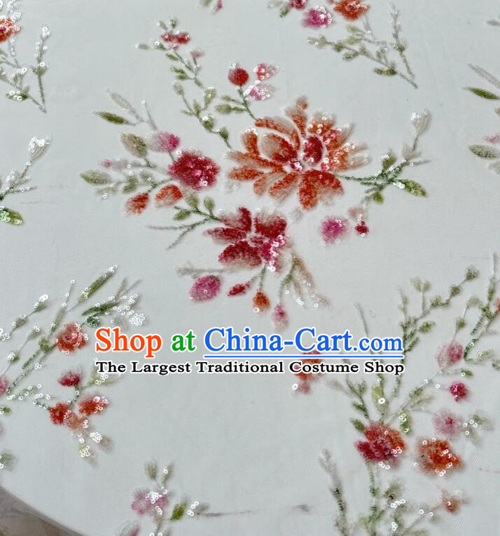 Top Thailand Lace Fabric Wedding Dress Sequins Cloth Pink Flower Embroidery Material