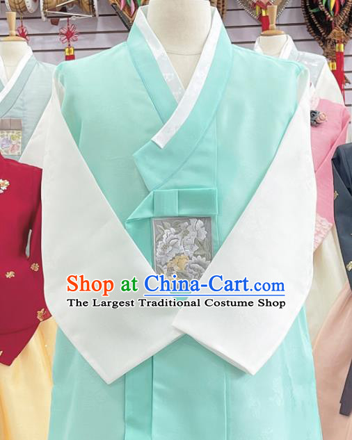 Korean Traditional Stage Performance Costumes Handmade Male Hanbok Ancient Groom Light Green Outfit Clothing Complete Set