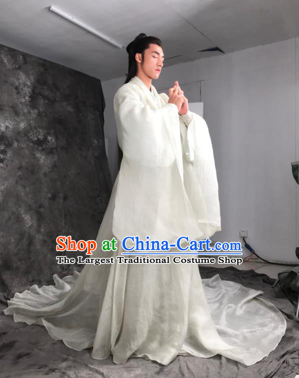 China Ancient Shang Dynasty Superhero White Costumes Film Creation of the Gods I Kingdom of Storms Er Lang God Yang Jian Clothing