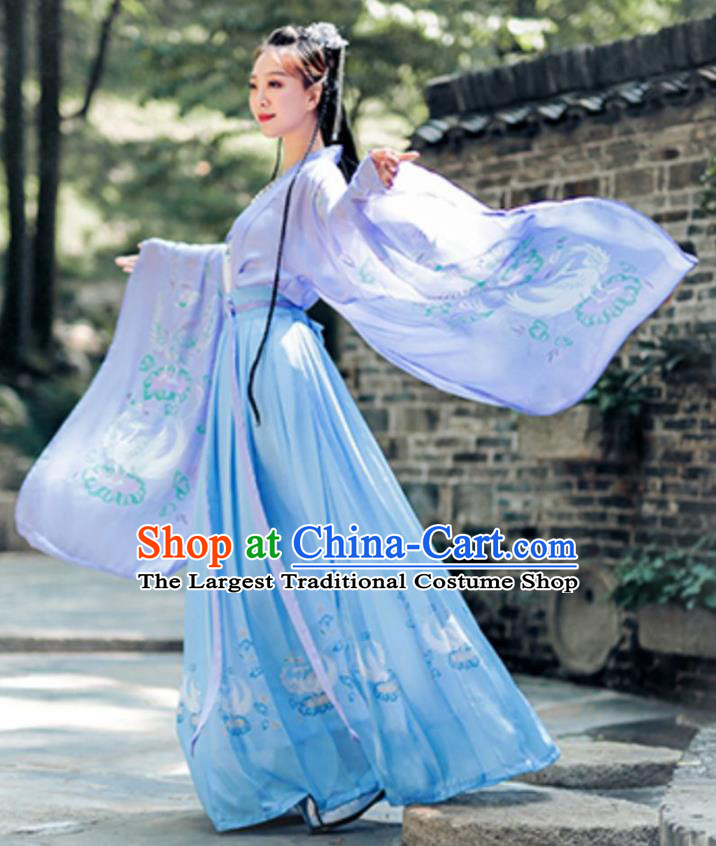 China Ancient Palace Princess Clothing Song Dynasty Yong Lady Costumes Traditional Light Violet Hanfu Dress