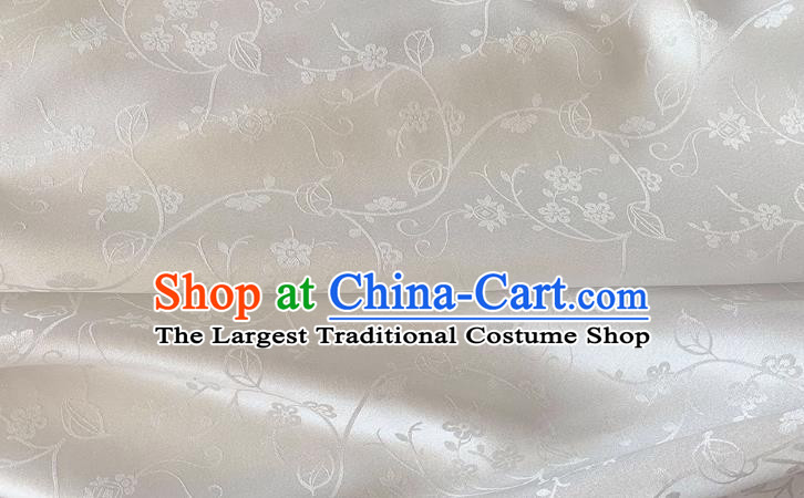 White Chinese Cheongsam Cloth Hanfu Silk Material Classical Plum Blossom Pattern Silk Fabric