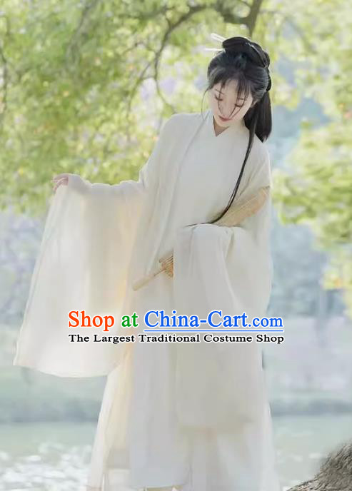 China Jin Dynasty Young Woman Costumes Ancient Royal Princess Clothing Traditional Hanfu Wide Sleeve Dresses
