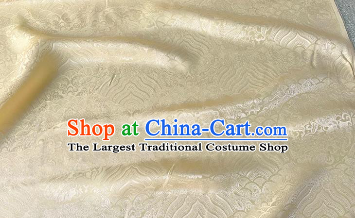 Champagne Chinese Cheongsam Cloth Traditional Hanfu Silk Material Classical Round Dragon Pattern Silk Fabric