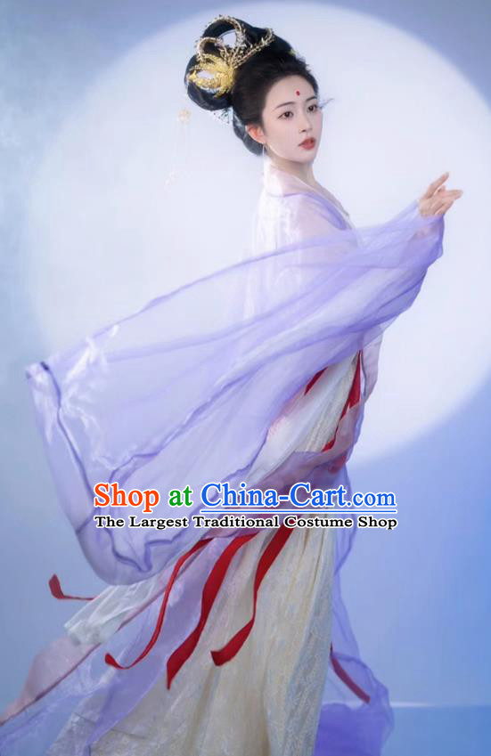 China Ancient Legend Goddess Chang E Clothing Traditional Hanfu Dresses Tang Dynasty Court Empress Costumes