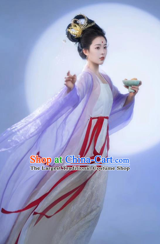 China Ancient Legend Goddess Chang E Clothing Traditional Hanfu Dresses Tang Dynasty Court Empress Costumes