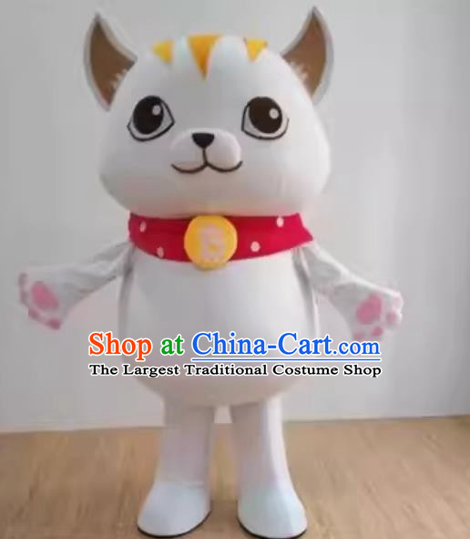 Customized White Cat Training Coding Doll Programming Cat School Mascot Shape Customized Removable Promotional Person Wearing Cartoon Doll Costume