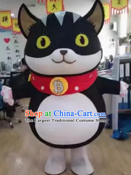 Customized Black Cat Training Word Coding Doll Programming Cat School Mascot Shape Customized Removable Promotional Person Wearing Cartoon Doll Costume