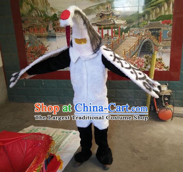 Man Wearing Red Crowned Crane Costume Props White Crane Crane Props Snipe and Clam Fighting Performance Props Cartoon Characters