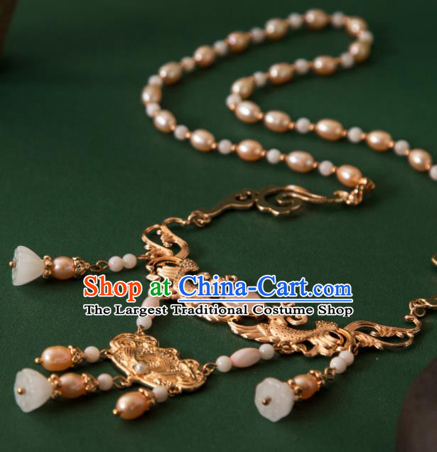 China Ancient Empress Necklace Ming Dynasty Noble Woman Jewelry Handmade Hanfu Golden Necklet