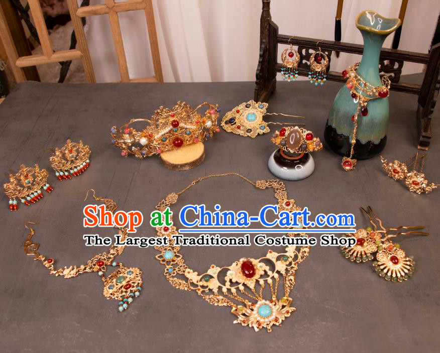 China Tang Dynasty Dance Lady Headdress Handmade Hanfu Accessories Ancient Dunhuang Fairy Jewelries Set