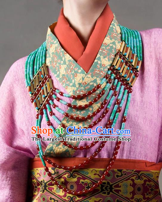 China Handmade Hanfu Agate Beads Necklet Ancient Empress Necklace Warring States Period Noble Woman Jewelry