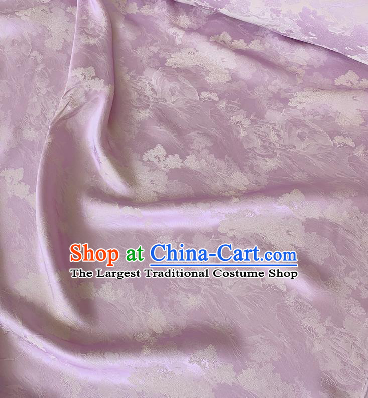 Lilac China Cheongsam Jacquard Fabric Traditional Dress Material Classical Landscape Painting Pattern Silk