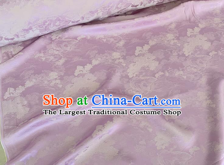 Lilac China Cheongsam Jacquard Fabric Traditional Dress Material Classical Landscape Painting Pattern Silk
