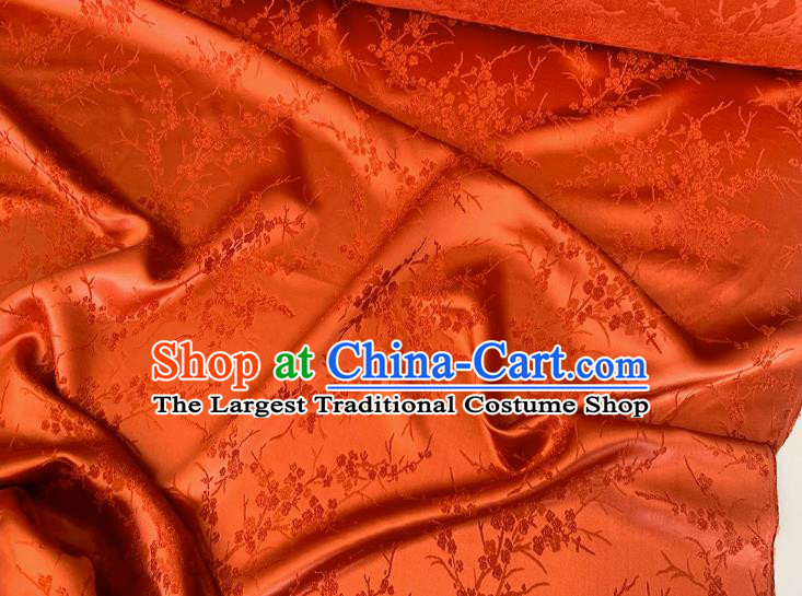 Red China Classical Plum Blossom Pattern Silk Embossed Stretch Fabric Traditional Cheongsam Material