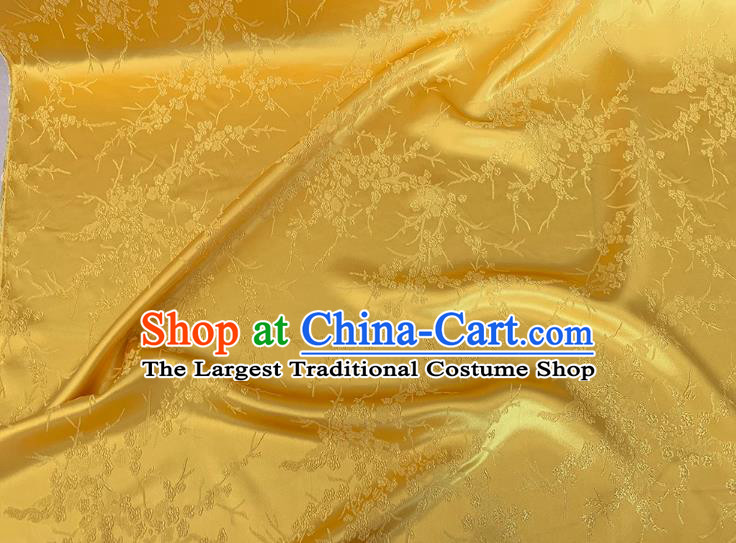 Golden China Traditional Cheongsam Material Classical Plum Blossom Pattern Silk Embossed Stretch Fabric