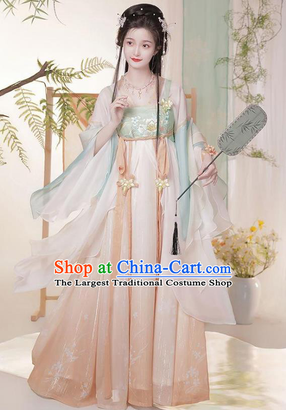 Chinese Tang Dynasty Princess Dresses Ancient Flower Goddess Clothing Hanfu Hezi Qun