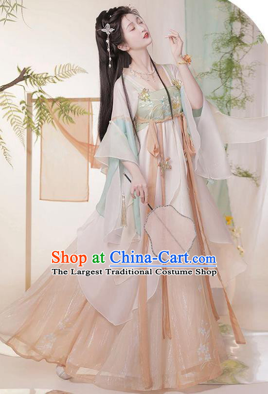 Chinese Tang Dynasty Princess Dresses Ancient Flower Goddess Clothing Hanfu Hezi Qun