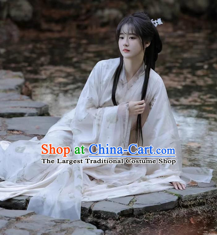 China Wei Dynasty Palace Lady Clothing Ancient Palace Princess Costumes Traditional Hanfu White Dresses