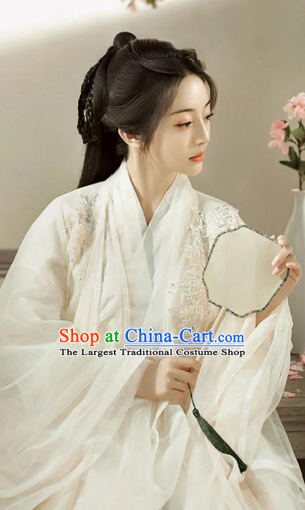 China Ancient Imperial Consort Costumes Traditional Hanfu White Ruqun Dress Jin Dynasty Palace Princess Clothing