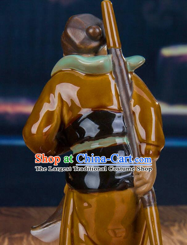Handmade Sun Wu Kong Arts Collection Chinese Shiwan Ceramics Journey to the West Handsome Monkey King Statue