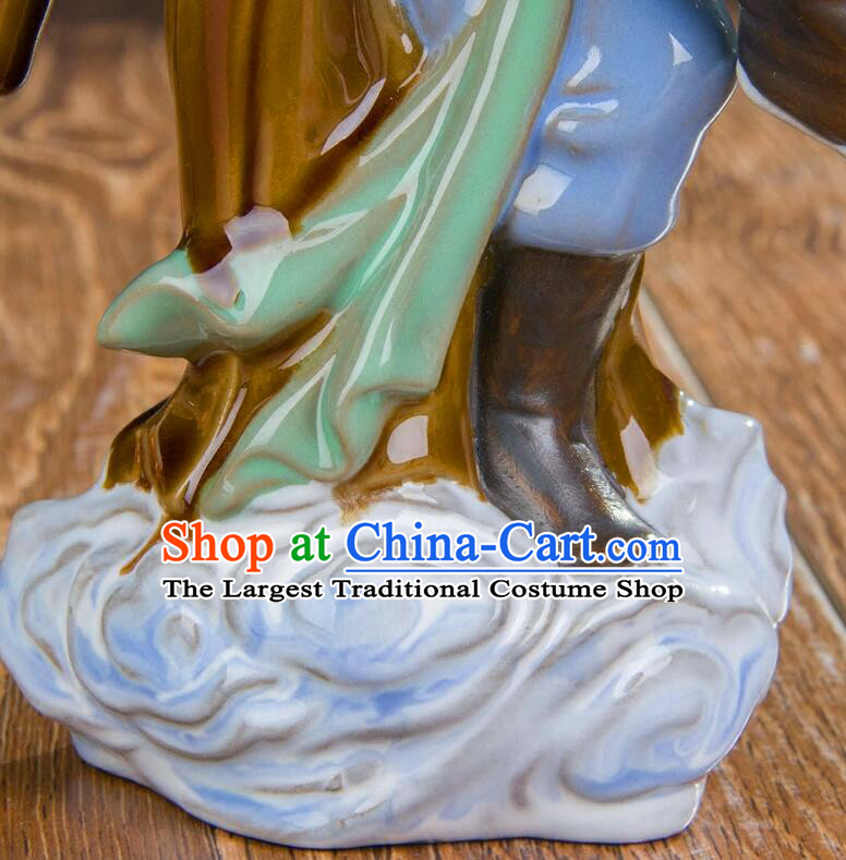 Handmade Sun Wu Kong Arts Collection Chinese Shiwan Ceramics Journey to the West Handsome Monkey King Statue