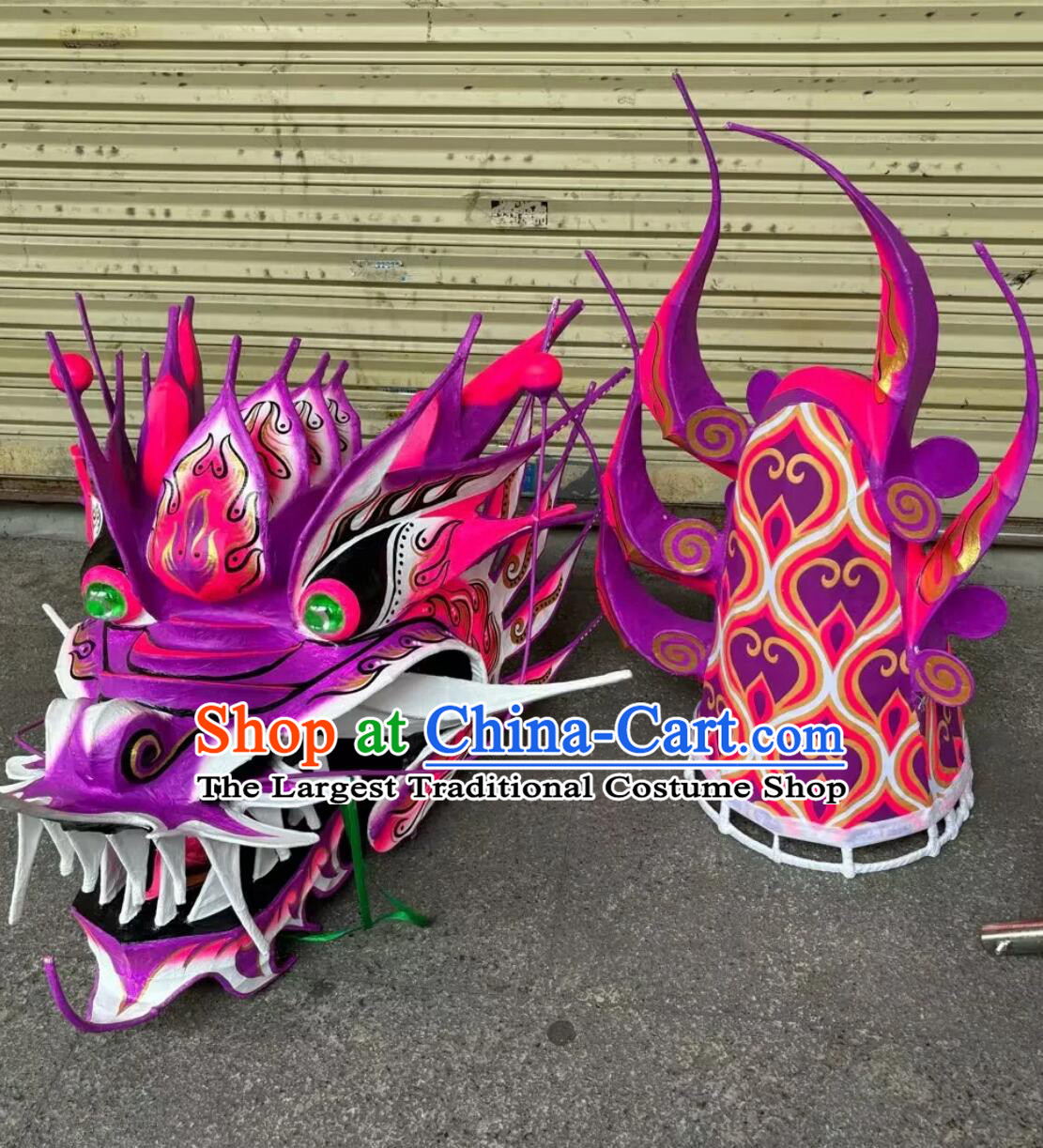 Chinese New Year Dancing Dragon Instruments Handmade Dragon Head Competition Parade Dragon Body Tail Costume Complete Set