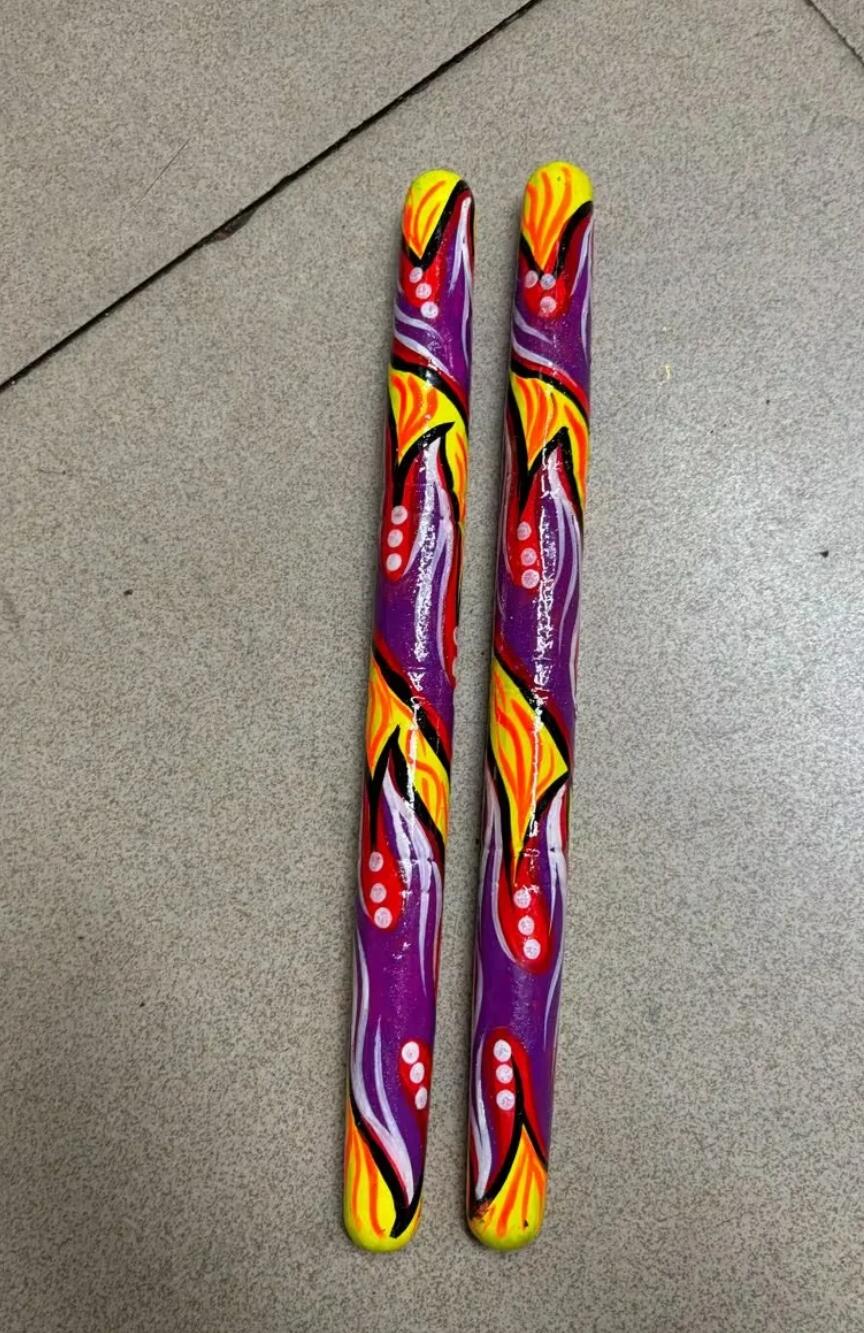 Purple Lion Dance Drumstick Professional Hands Painted Drum Sticks