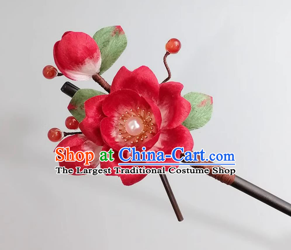 Handmade Intangible Cultural Heritage Silk Flower Hairpin China Cheongsam Hair Accessories Traditional Hanfu Headpiece