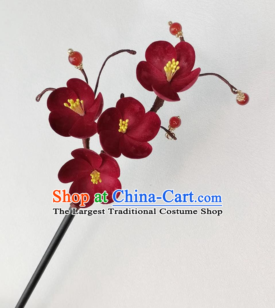 Traditional Hanfu Headpiece Handmade Intangible Cultural Heritage Plum Blossom Tassel Hairpin China Cheongsam Hair Accessories