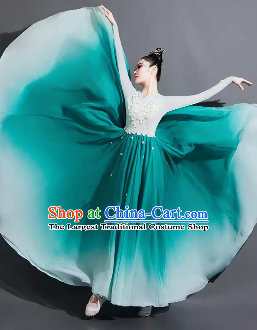 Chinese Jasmine Woman Group Dance Costume Modern Dance Clothing China Classical Dance Blue Dress