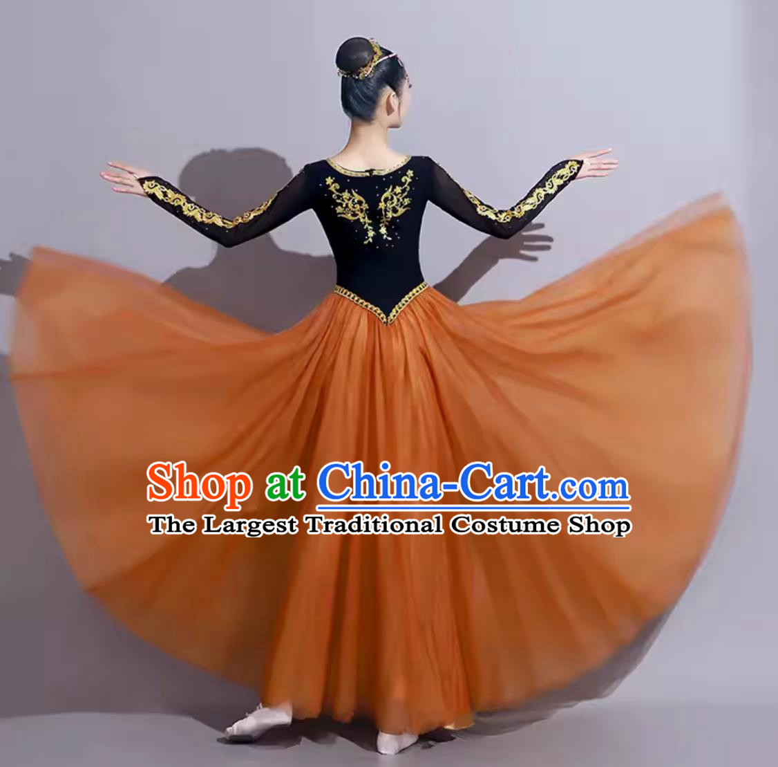 China Xinjiang Dance Dress Chinese Dance Contest Costume Traditional Ethnic Dance Clothing