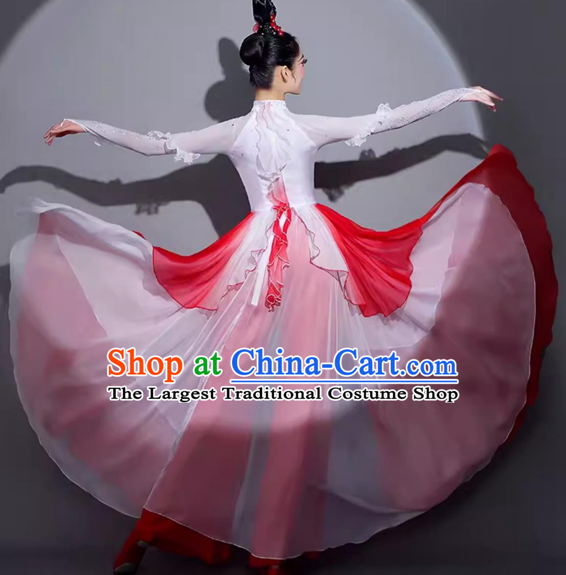 Traditional Women Group Dance Clothing China Classical Dance Red Dress Chinese Dance Contest Scale Costume