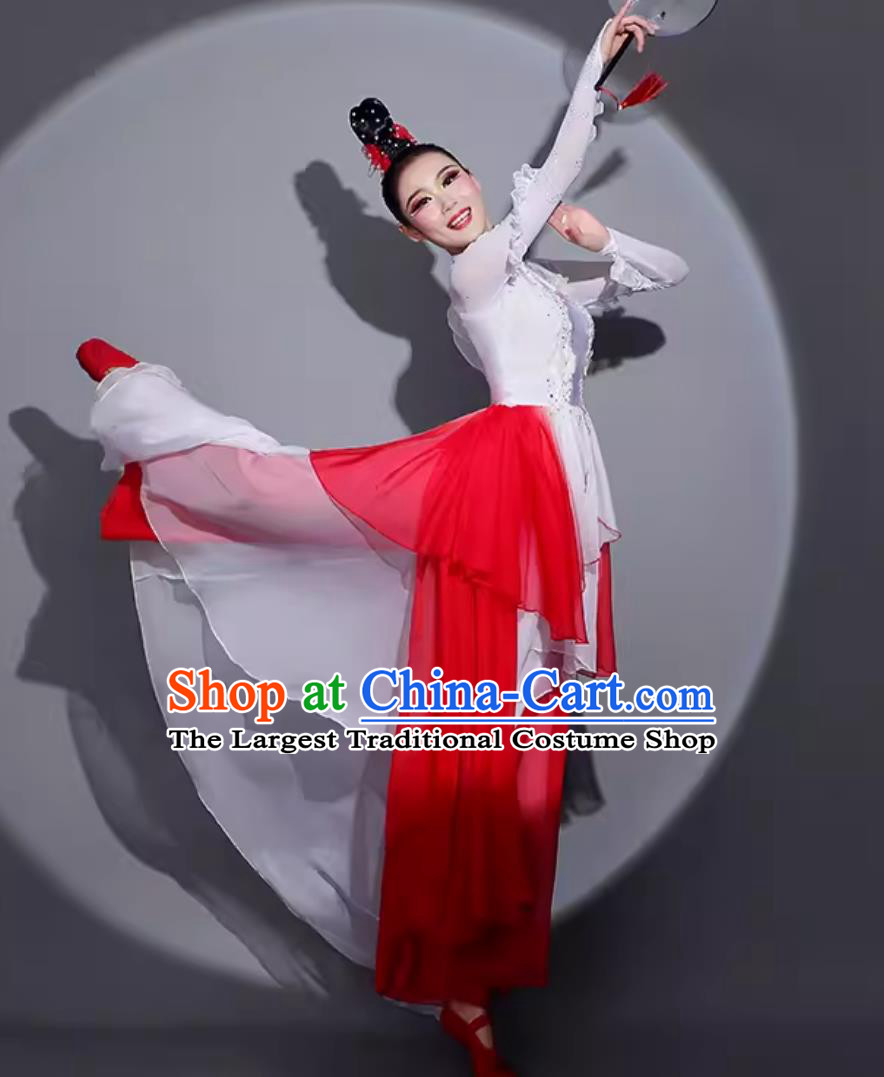 Traditional Women Group Dance Clothing China Classical Dance Red Dress Chinese Dance Contest Scale Costume