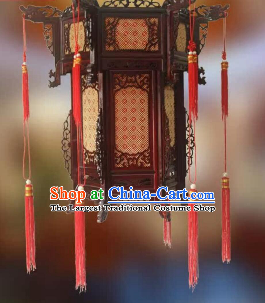 Large Three Layers Antique Style Wood Lantern Handmade Woven Bamboo Thread Lamp Traditional Chinese Palace Lantern